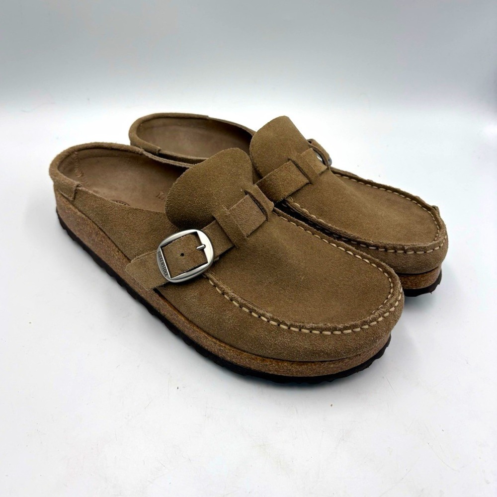 Birkenstock Men's Brown Suede Buckle Slip-On Mule Sandals Men's Size 7 Women's 9